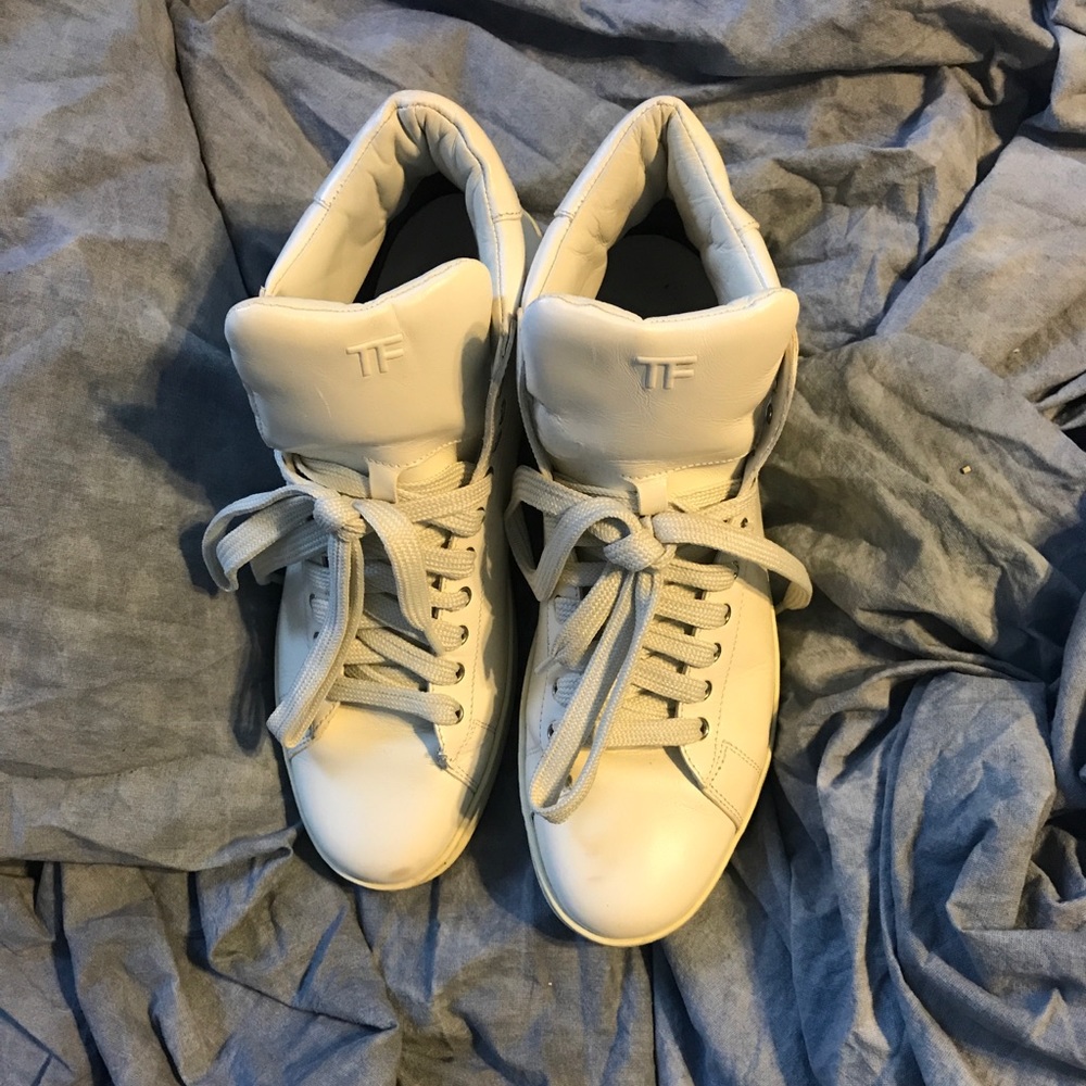 Tom Ford High Top Sneakers White Leather EUC